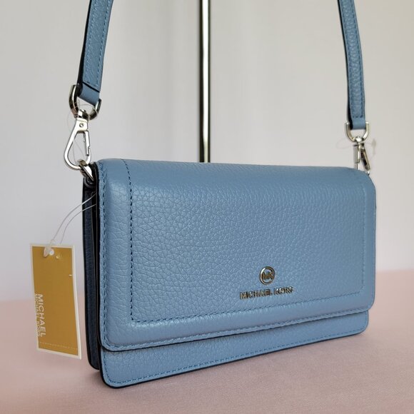 MICHAEL KORS Jet Set Charm Small Phone Pebbled Leather Crossbody- Chambray⭐ - Picture 2 of 16